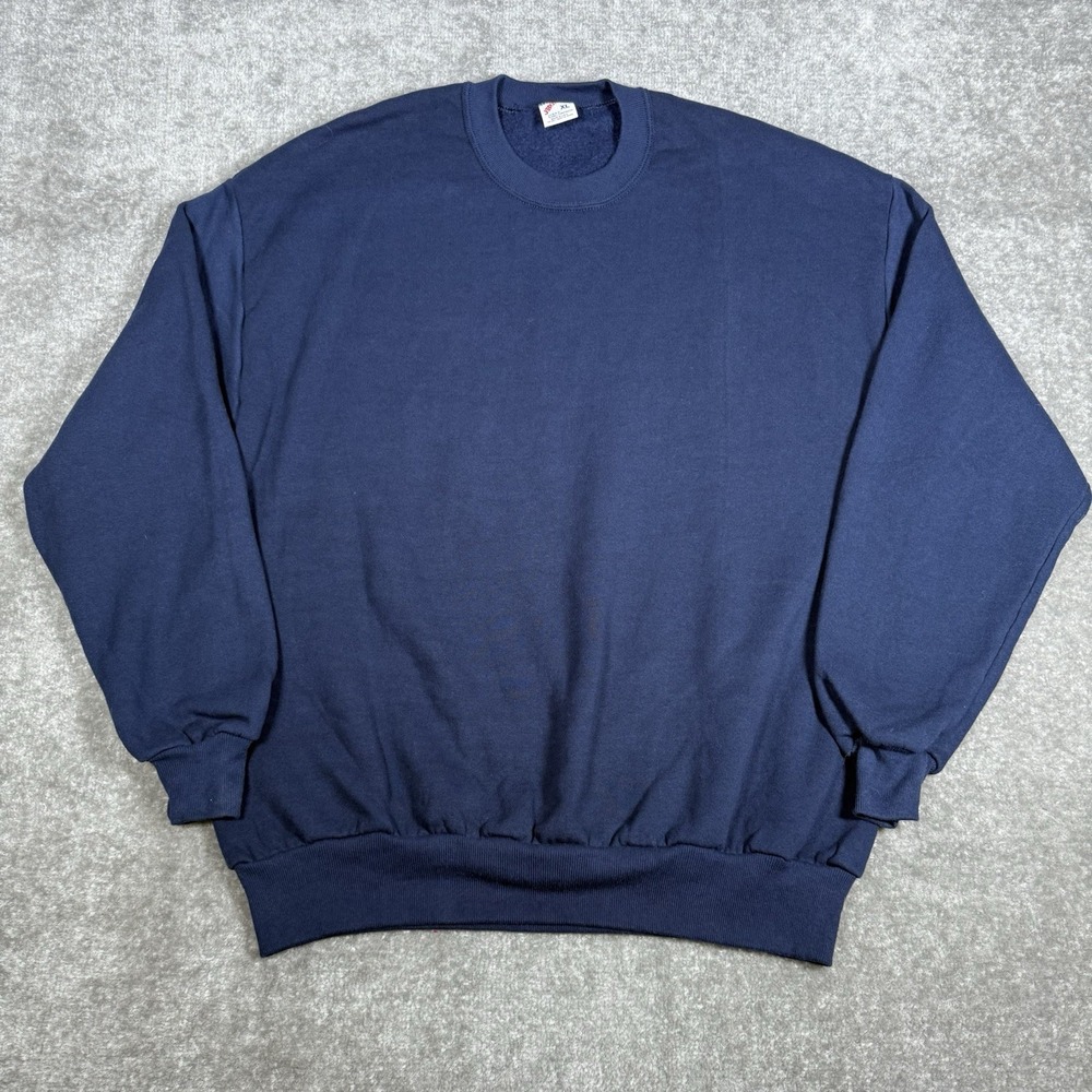 Vintage Jerzees Russell Sweatshirt Men's XL Navy Blue Blank 80s‎ 90s Made in USA